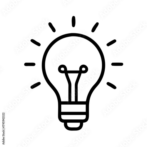 Vector art of a bright idea light bulb icon representing innovation, creativity, and problemsolving in a simple and clean design