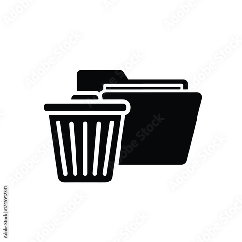 Folder trash icon delete remove data file document cleanup action -  icon vector illustration - Logo vector icon symbol stock illustration