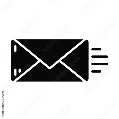 Solid black envelope sending message icon design -  icon vector illustration - Logo vector icon symbol stock illustration