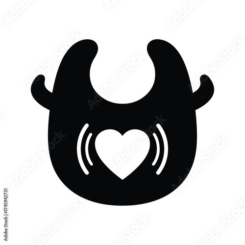 Cute baby bib icon with heart and sound waves glyph -  icon vector illustration - Logo vector icon symbol stock illustration