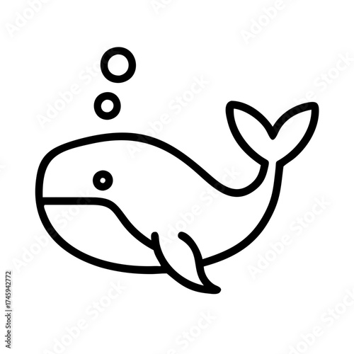 Vector art of whale icon simple line drawing of a whale, perfect for logos, educational materials, or oceanthemed designs