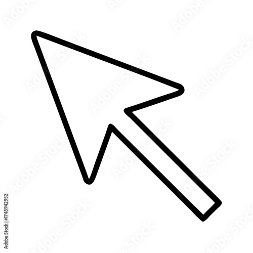 Illustration of a black arrow cursor, symbolizing direction, selection, and navigation in a simple, clean design