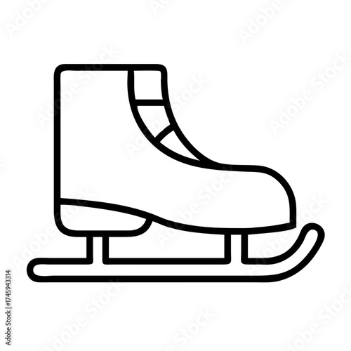 Vector art of figure skate, a specialized boot with a blade designed for artistic ice skating, allowing for graceful movements and jumps