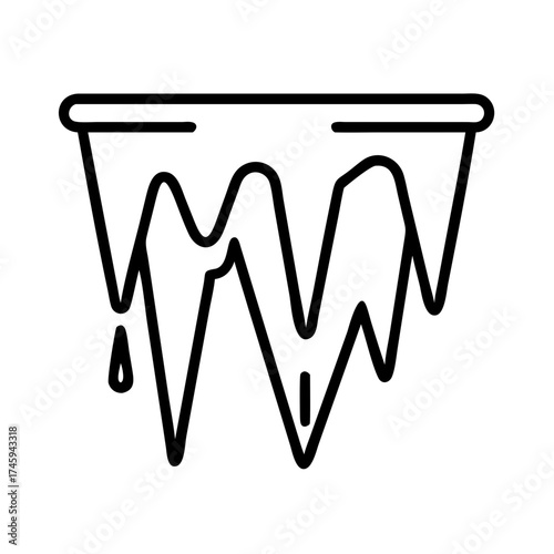 Vector art of icicles hanging from a roof a simple line drawing of frozen water dripping in winter, a symbol of cold