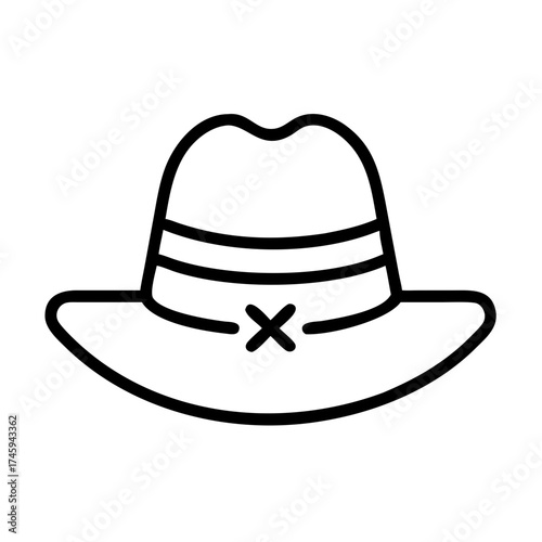Vector art of hat icon fashionable headwear, accessory, sun protection, style, elegance, and vintage concept cowboy, fedora, or panama hat