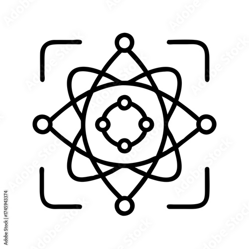 Vector art of atomic structure icon symbol of science, atom, molecule, nuclear physics, and chemistry vector illustration