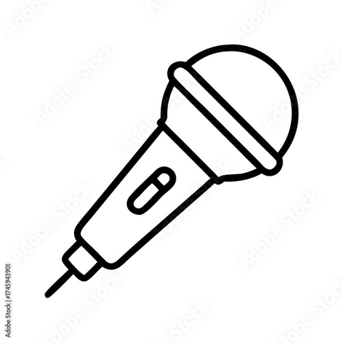 Vector art of microphone icon, a symbol of voice, speech, and communication, perfect for podcasting, singing, and public speaking