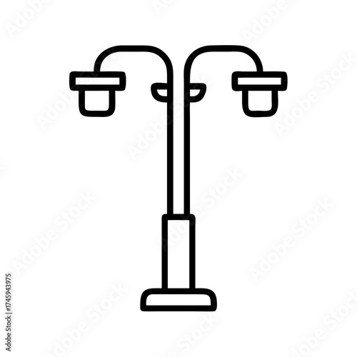 Vector art of classic street lamp icon, a timeless symbol of urban lighting and vintage design, ideal for city planning projects