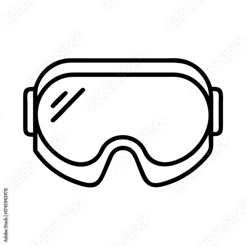 Vector art of snowboard goggles icon winter sport equipment, eye protection for skiing and snowboarding vector line art illustration