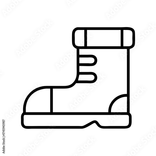 Vector art of simple line art illustration of a work boot, , symbolizing labor, construction, and practical footwear for tough jobs