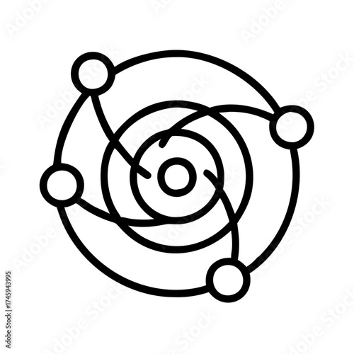 Vector art of abstract geometric design featuring interconnected circles and dots, creating a modern and symmetrical pattern for various applications