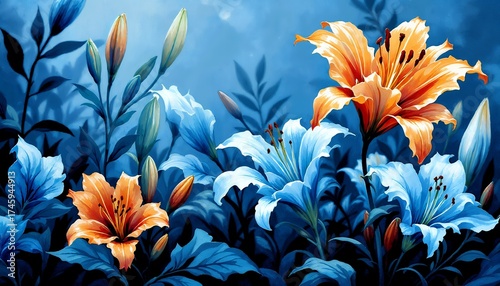 Vibrant Lily Blooms in a Serene Garden