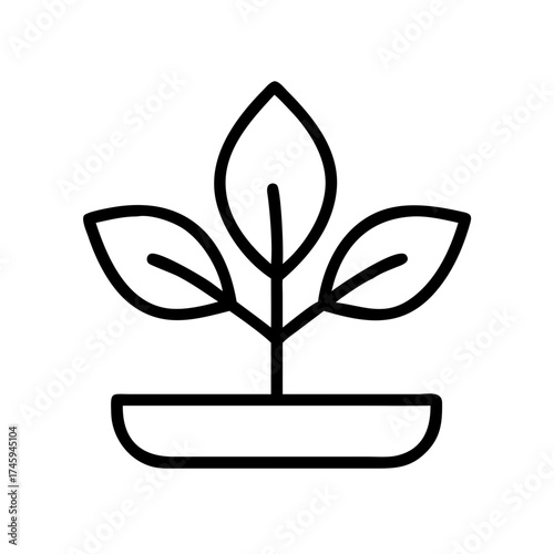 Vector art of minimalist vector illustration of a plant in a pot, symbolizes growth, nature, and sustainability with clean lines