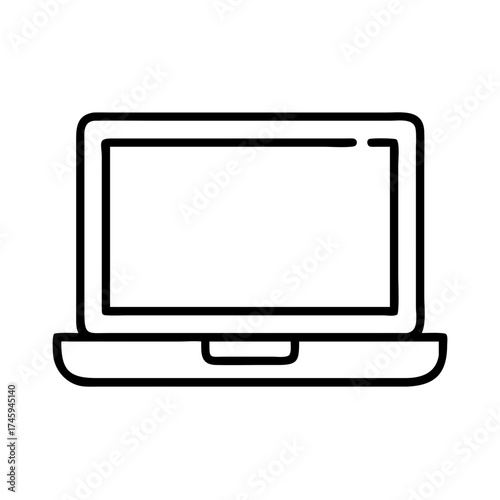 Vector art of laptop line icon portable computer symbol notebook outline vector sign modern electronic device illustration