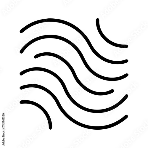 Vector art of wave icon a minimalist representation of water, sound, or energy, conveying movement and flow in a simple design