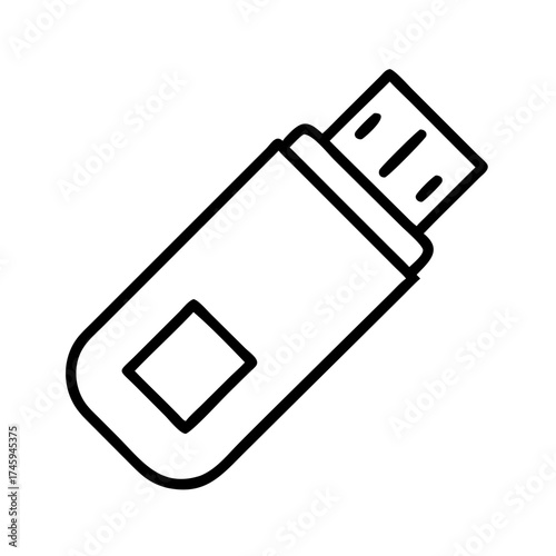 Vector art of flash drive icon simple outline vector illustration of a usb drive for data storage and transfer