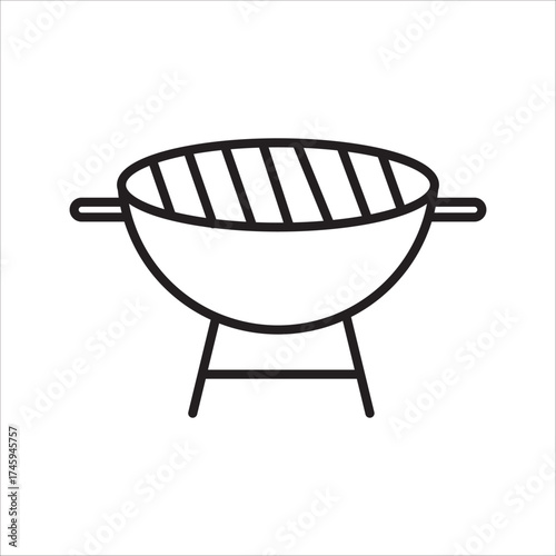 barbecue Grill, linear icon. Outdoor barbecue, cooking or picnic symbol