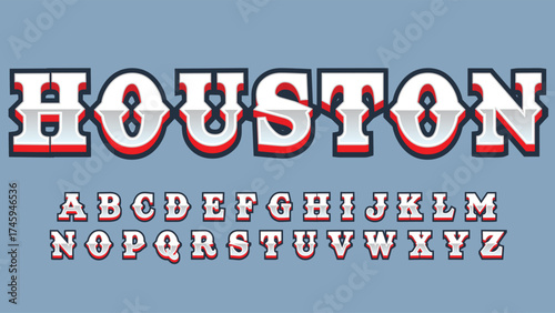 western 3d metallic red and blue style font