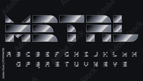 Retro decorative shapes dark grey metallic typography