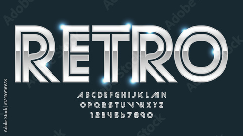 retro bright chrome rounded font style