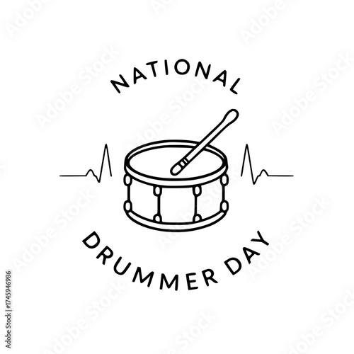 Heartbeat Drum Line Art Vector Illustration