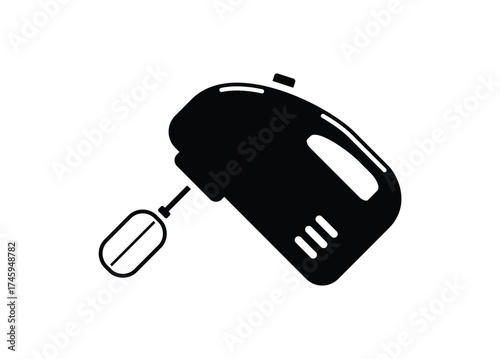 Hand mixer. Simple illustration in black and white.