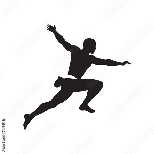 Silhouette of a Man in a Dynamic Running Pose runner