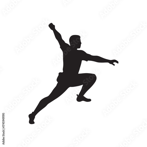 Silhouette of a Man in a Dynamic Running Pose runner