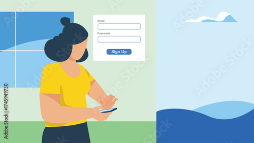 User Signing Up on Mobile App with Clean Modern Interface Design