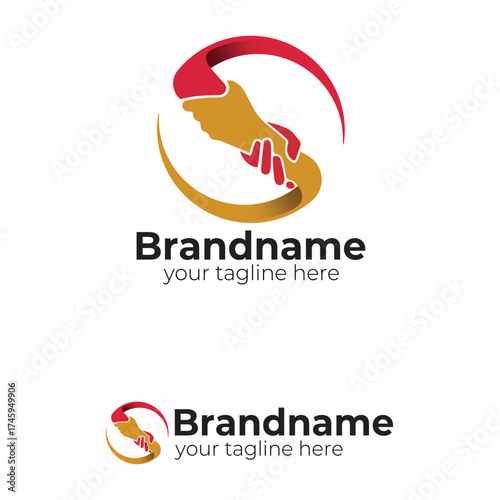Charity Handshake Logo Design: Partnership, Support, and Community Assistance Vector Graphic for Non-Profit Organization, Foundation, or Social Service
