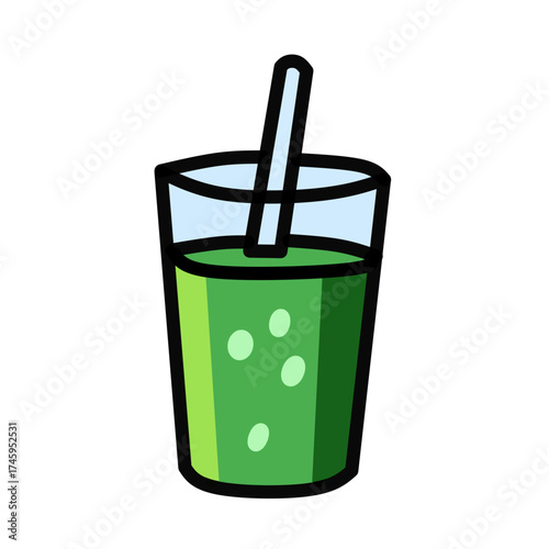 Green Juice Drink Vector Icon in Flat Colorful Healthy Lifestyle Style
