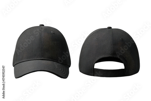 Front and back view of a dark gray baseball cap