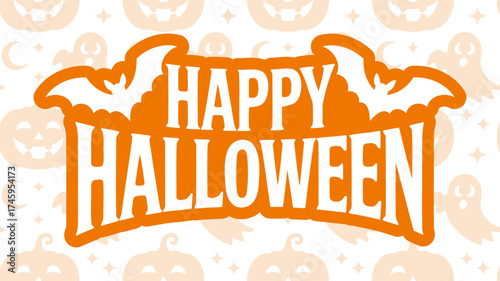 Happy halloween banner with bats and pumpkins for festive decorations and seasonal celebrations perfect for party invitations and spooky designs