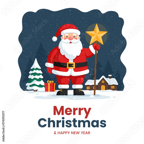 Christmas and New Year Template, Holiday Poster Design for Facebook and Instagram