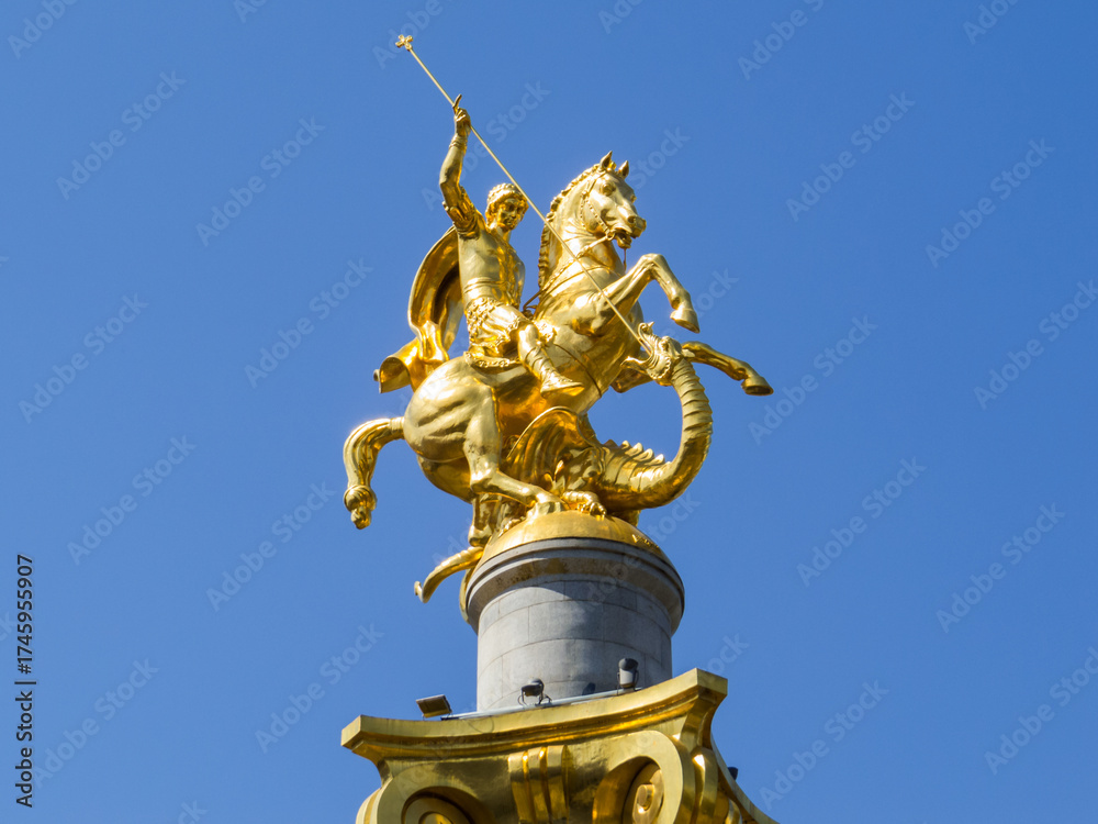Fototapeta premium Monument of St. George, Liberty Square, Tbilisi