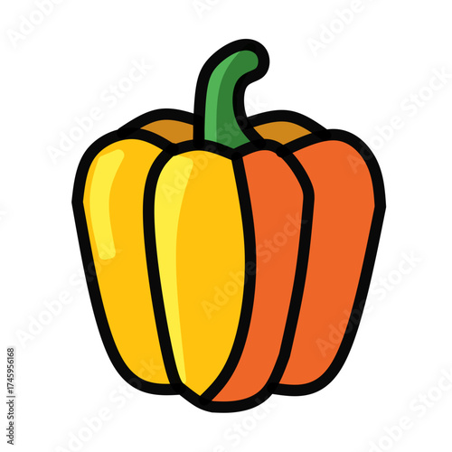 Bell Pepper Vegetable Flat Vector Icon for Organic Food and Cooking Design