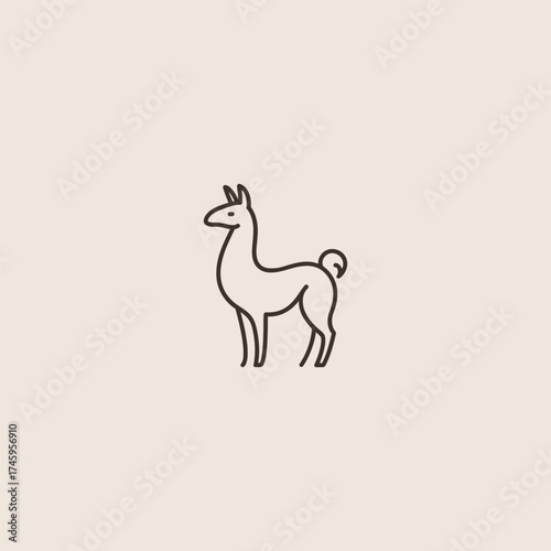 Llama line art minimalist mountain animal logo design.