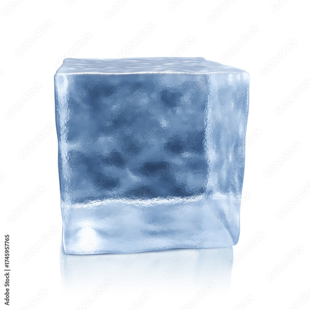 Obraz premium One clear ice cube isolated on white