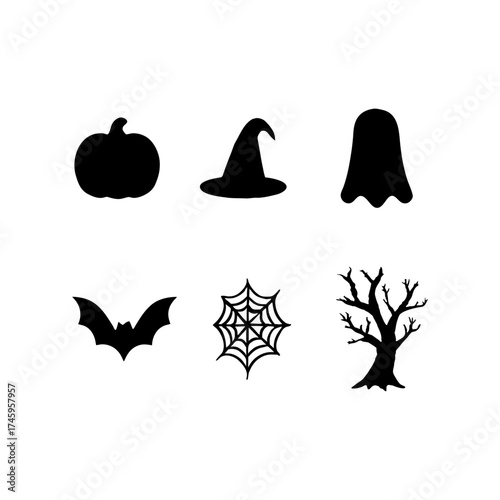 Spooky Halloween Icons and Silhouettes.
