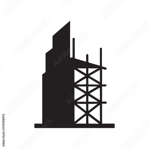 oil refinery factory silhouette vector icon illustration on white background