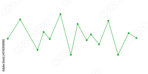 Vector data chart composed of a green line connected by dots, showcasing analytics, upward trends, and minimal design for professional visuals.