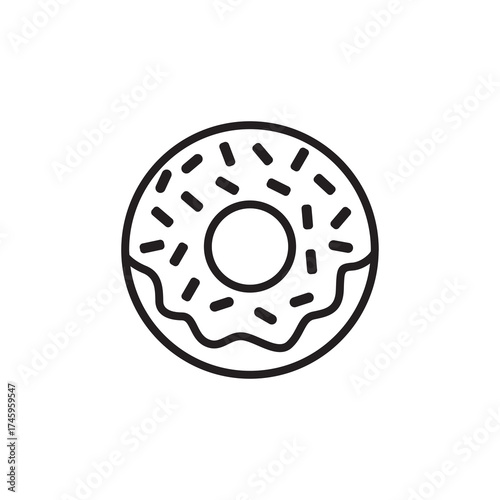 Line Art Delicious Donut With Sprinkles Sweet Food Illustration