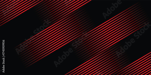 Red speed light horizontal straight line on black background. Realistic vector illustration of abstract neon or laser glow motion effect. Long dynamic flare beam and ray with sparkle in movement.