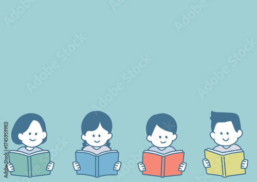 本を読む子供たちの背景イラスト
