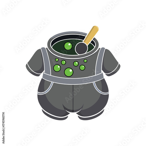 Whimsical Space Suit Cooking Pot – Sci-Fi Cartoon Concept Illustration