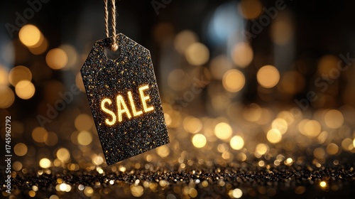 Sparkling Sale Tag with Bokeh Background for Marketing Promotions