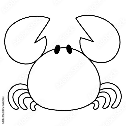 モノクロのかわいいカニのイラスト