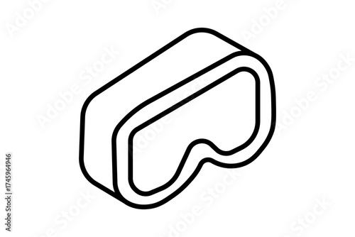 The image shows a black and white line illustration of augmented reality (AR) or virtual reality (VR) goggles.