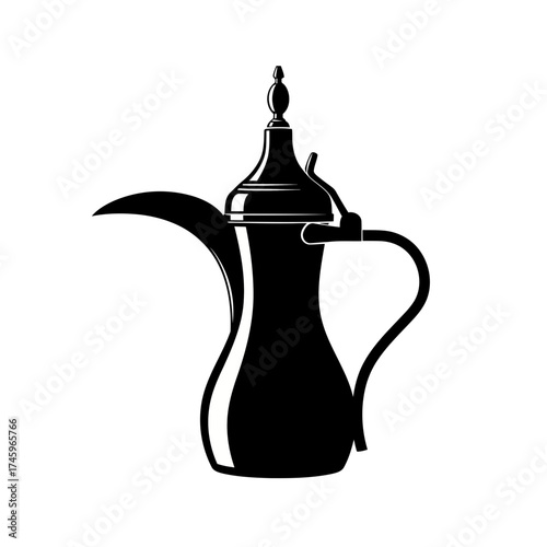 Silhouette of a traditional arabic dallah coffee pot