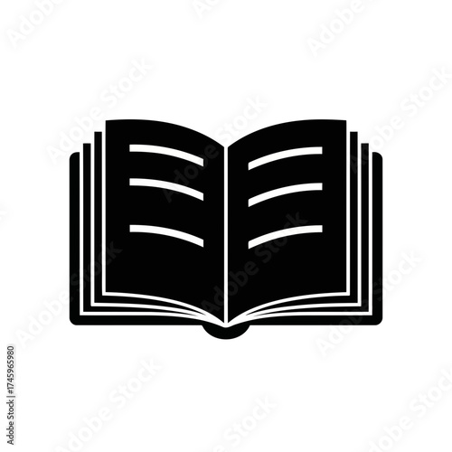 Open book icon, symbolizing knowledge, learning, and education, isolated on a